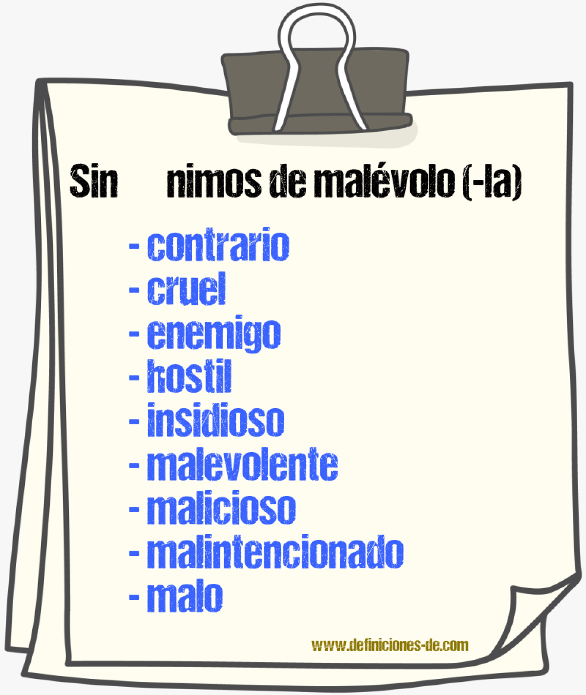 Sinnimos de malvolo