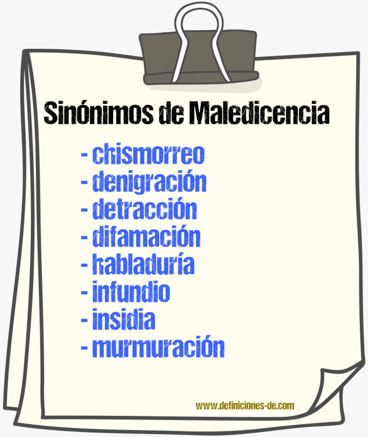 Sinnimos de maledicencia