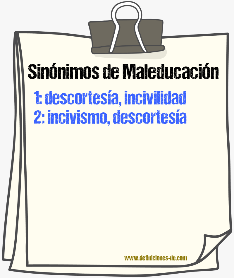 Sinónimos de maleducación