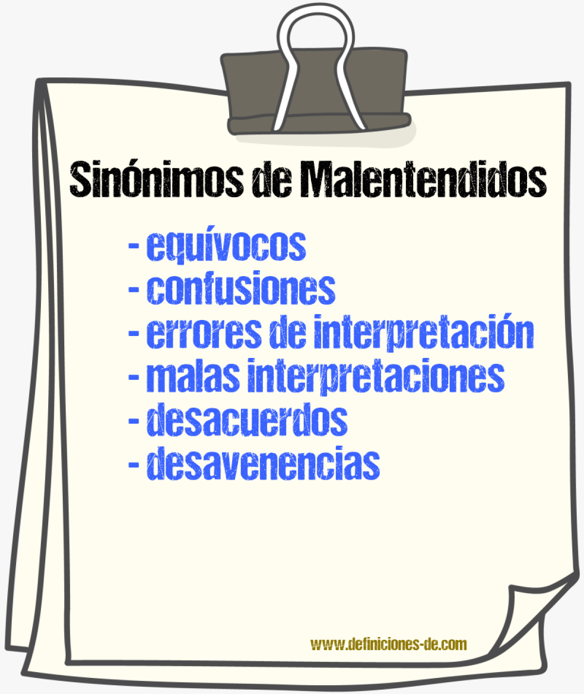 Sinónimos de malentendidos