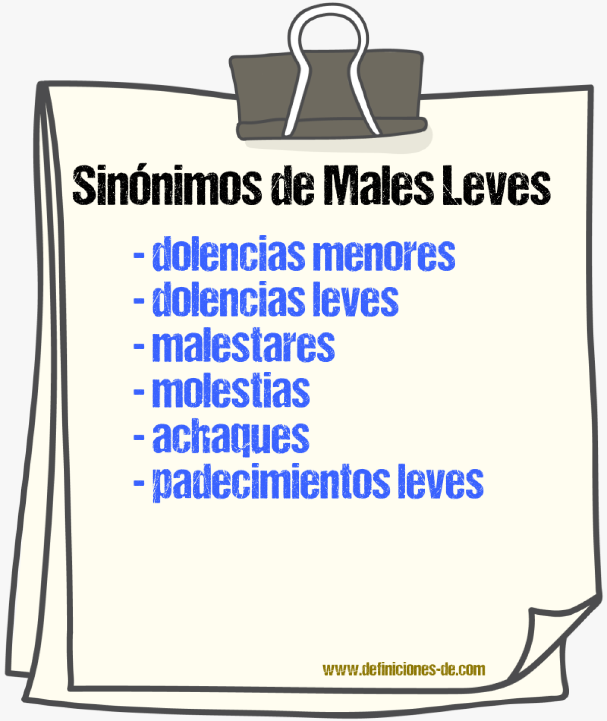 Sinónimos de males leves