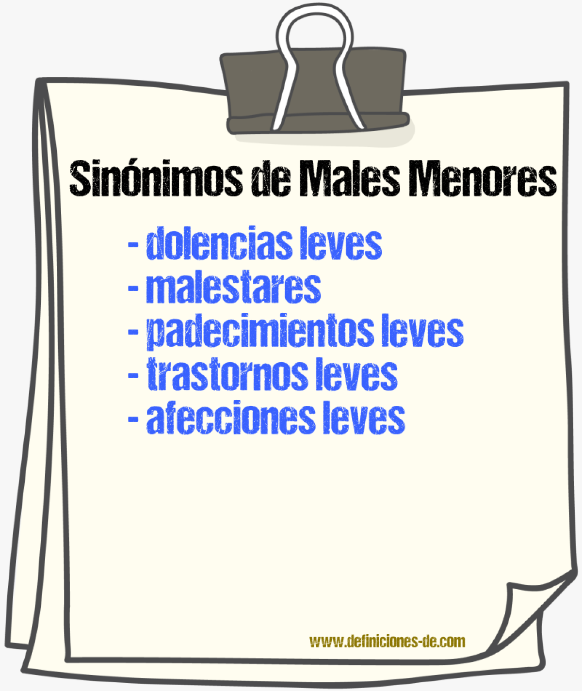 Sinónimos de males menores