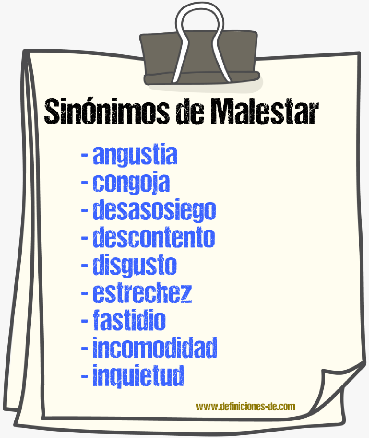 Sinnimos de malestar