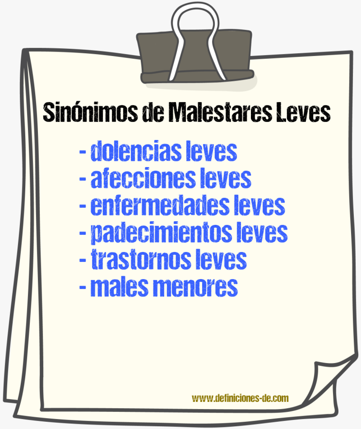 Sinónimos de malestares leves