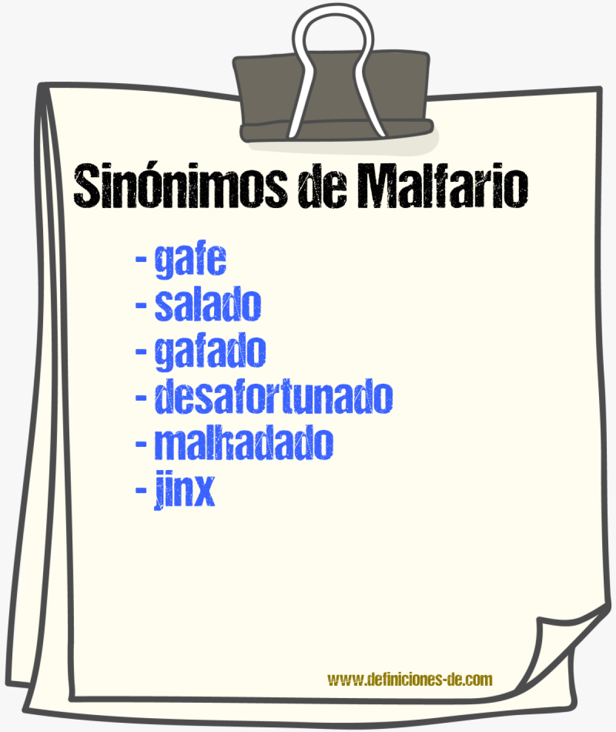 Sinónimos de malfario