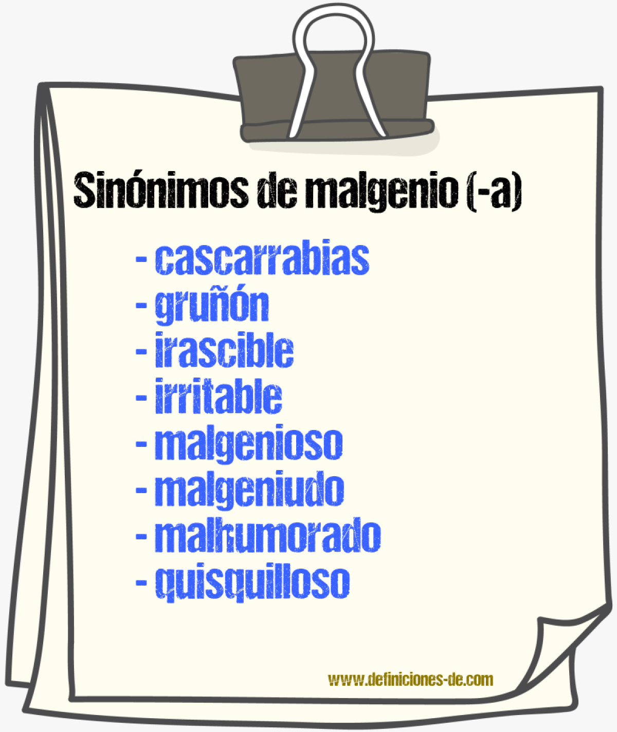 Sinnimos de malgenio