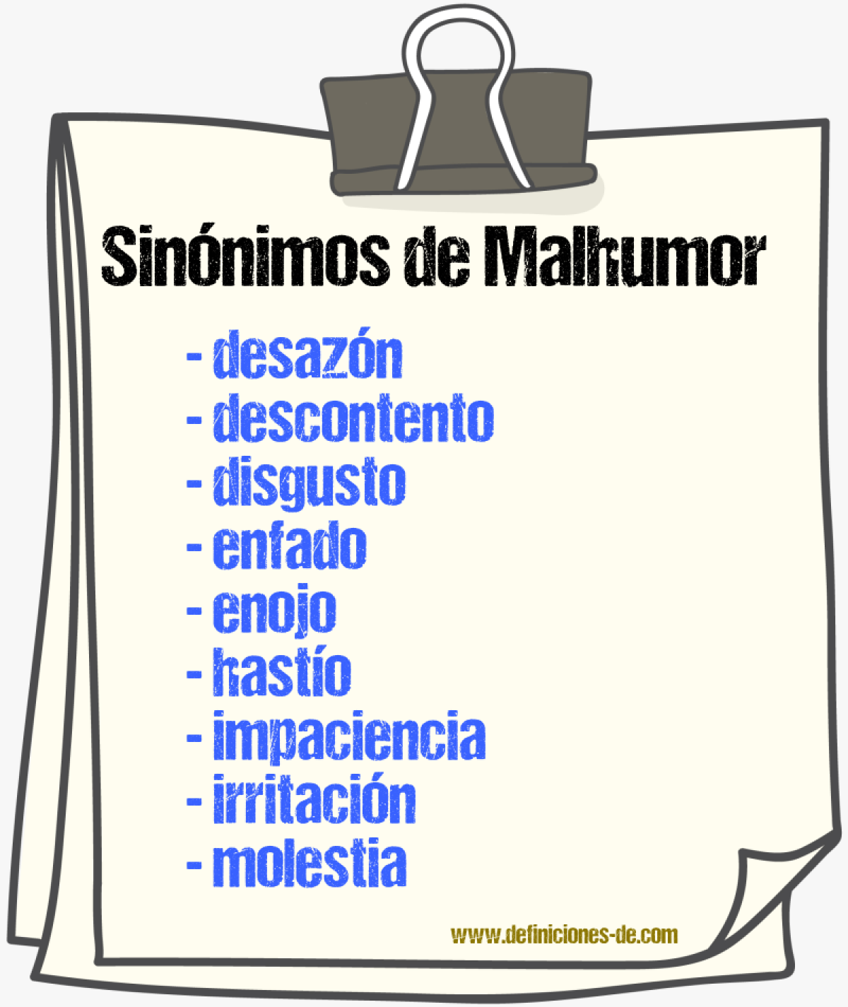 Sinnimos de malhumor