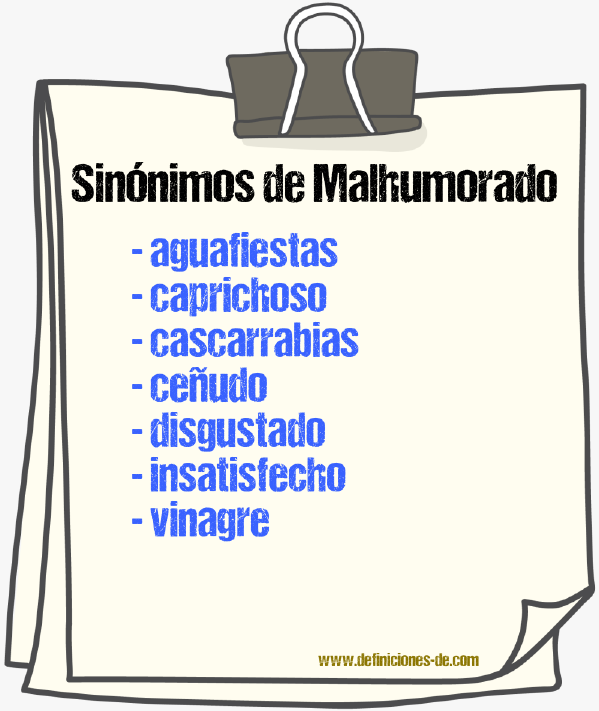 Sinnimos de malhumorado