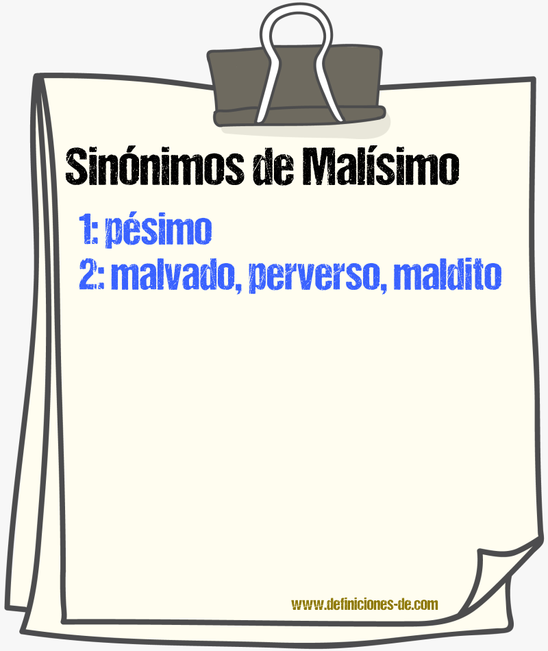 Sinnimos de malsimo