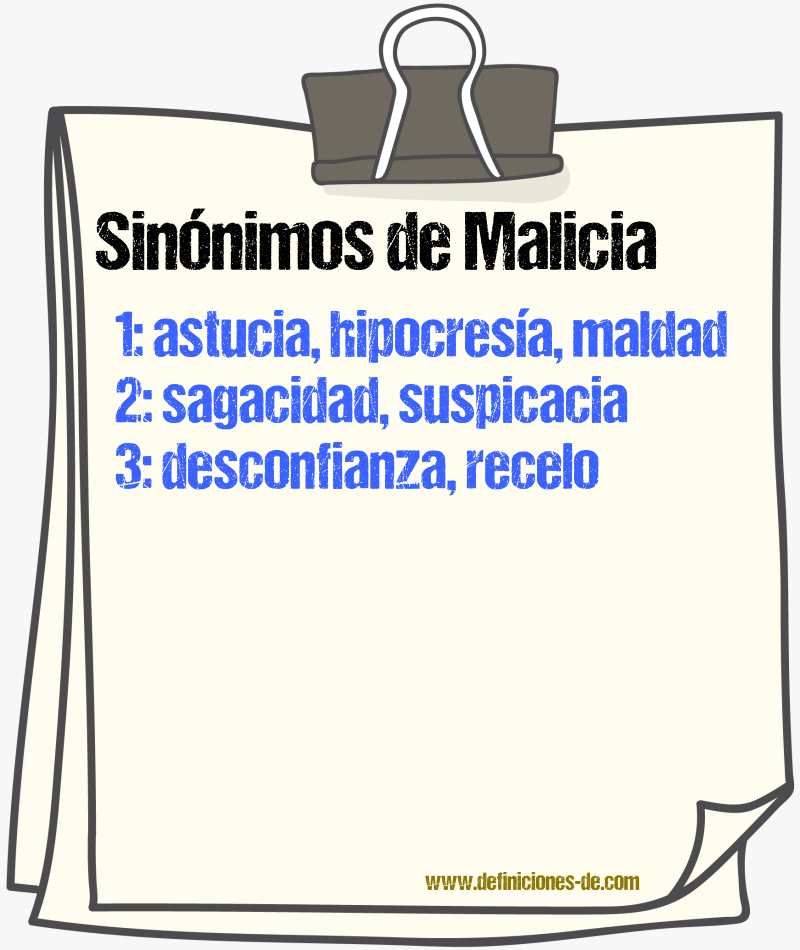 Sinnimos de malicia