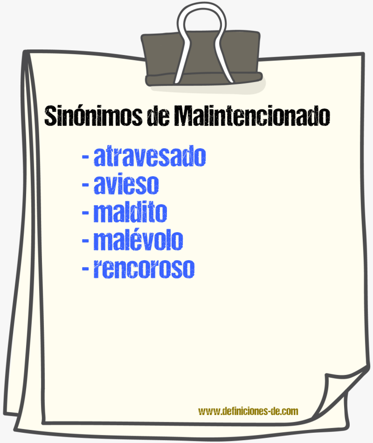 Sinnimos de malintencionado