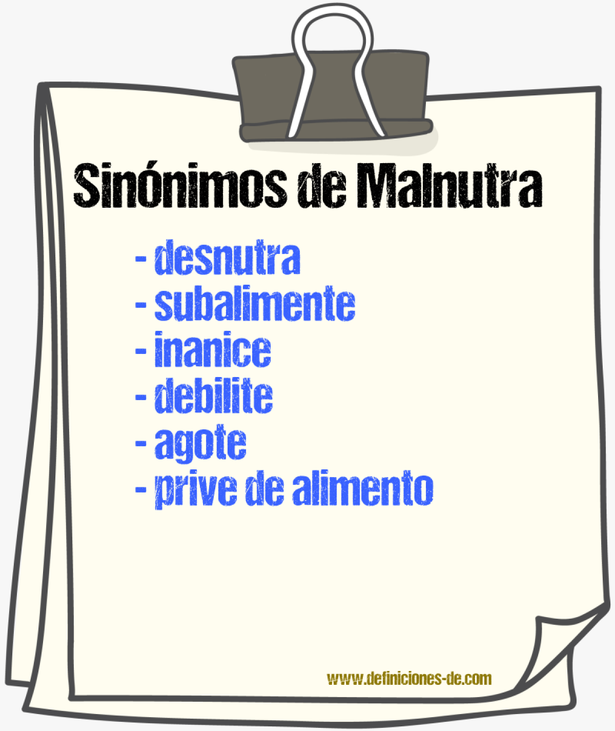 Sinónimos de malnutra