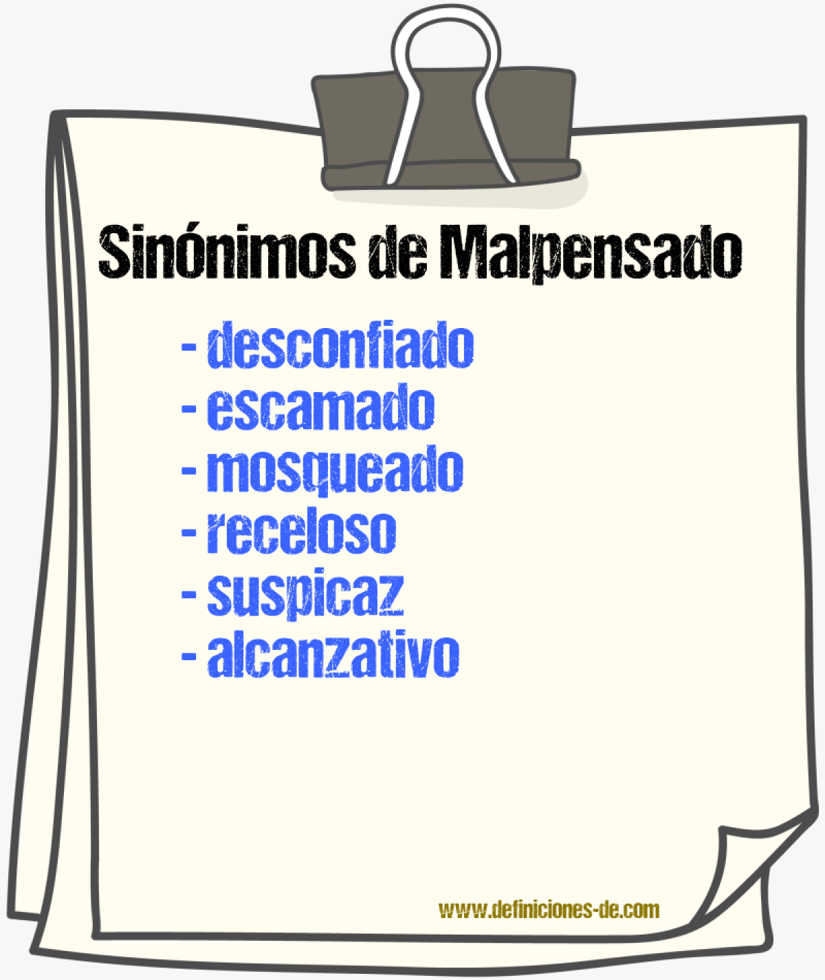 Sinnimos de malpensado