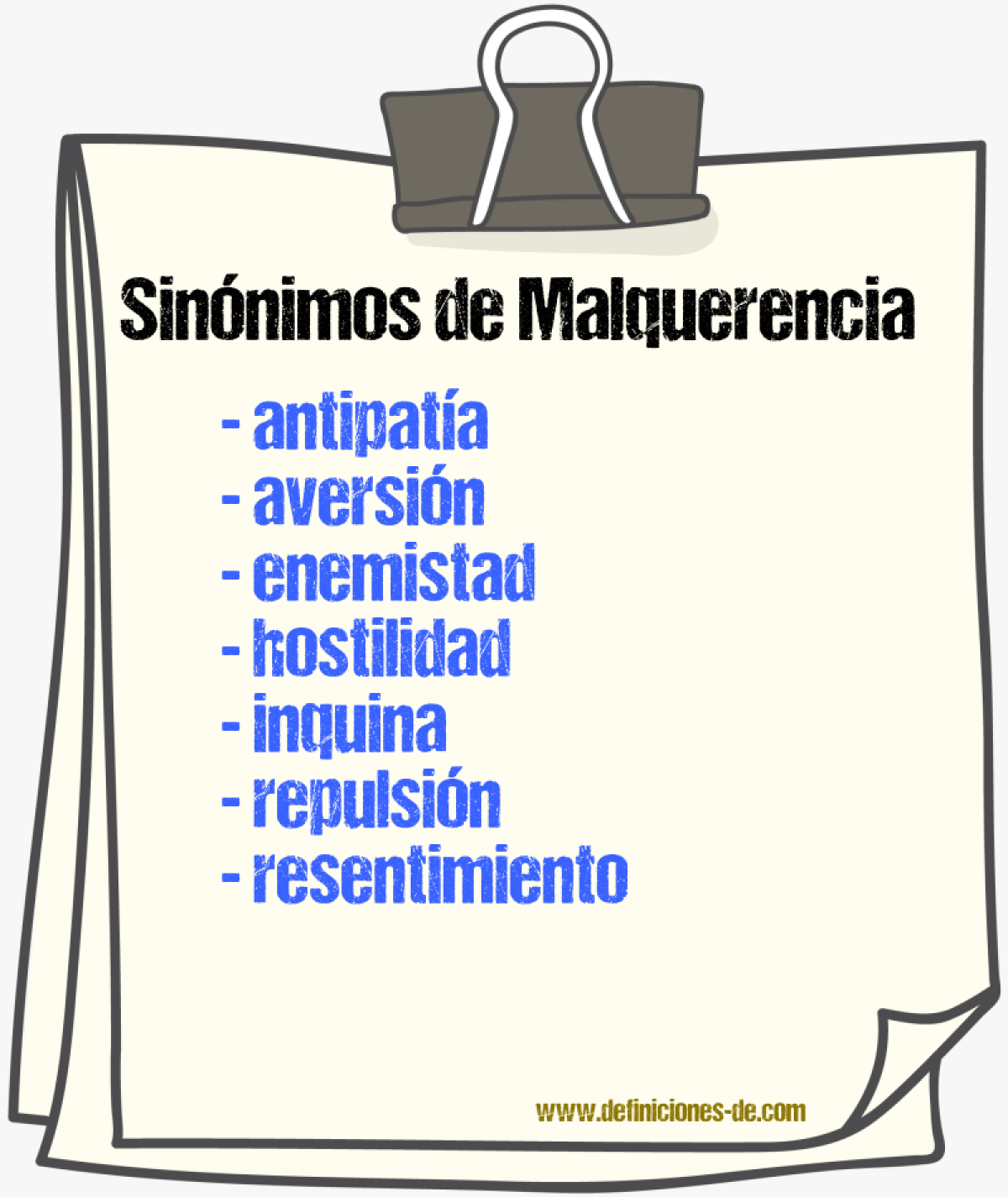 Sinnimos de malquerencia