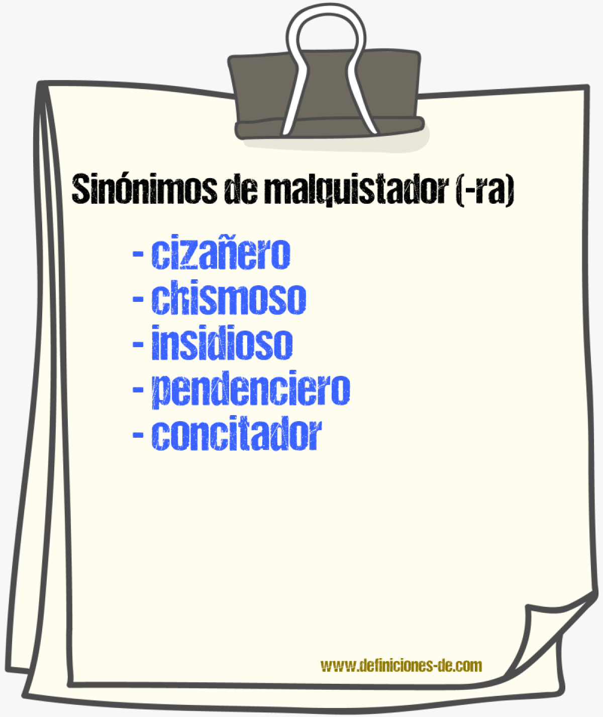 Sinnimos de malquistador