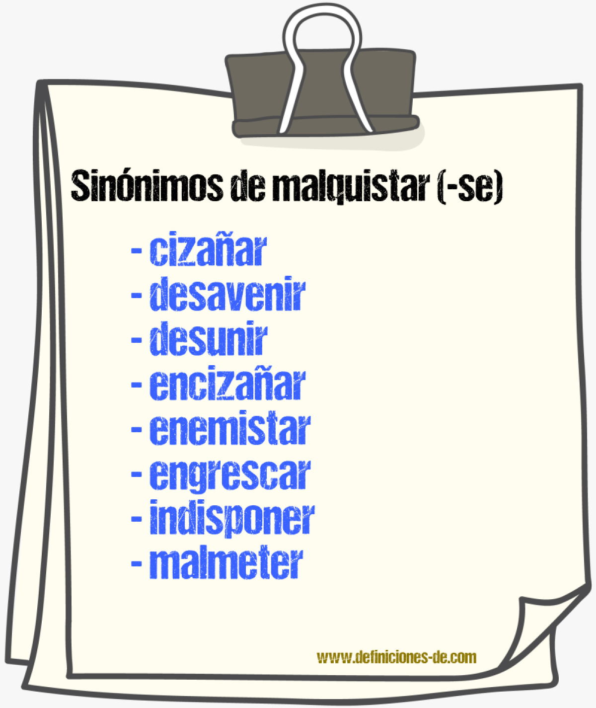 Sinnimos de malquistar