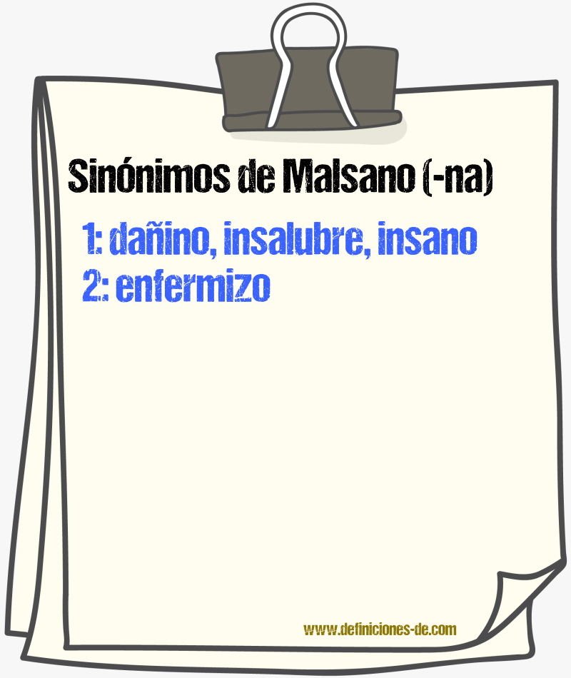 Sinnimos de malsano