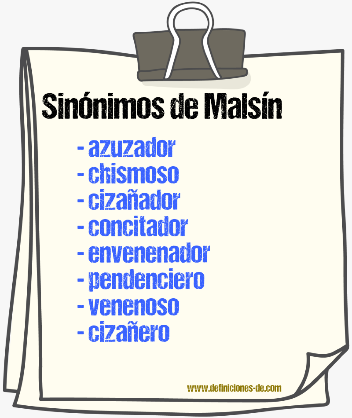 Sinnimos de malsn