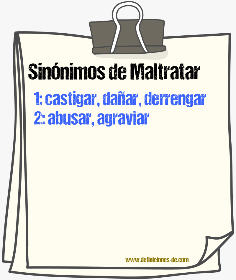 Sinnimos de maltratar