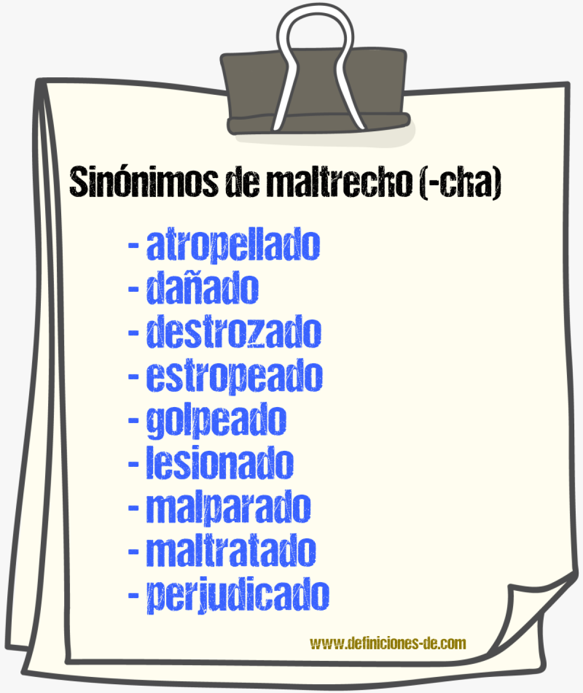 Sinnimos de maltrecho