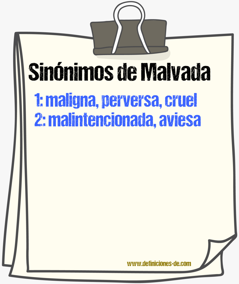 Sinónimos de malvada