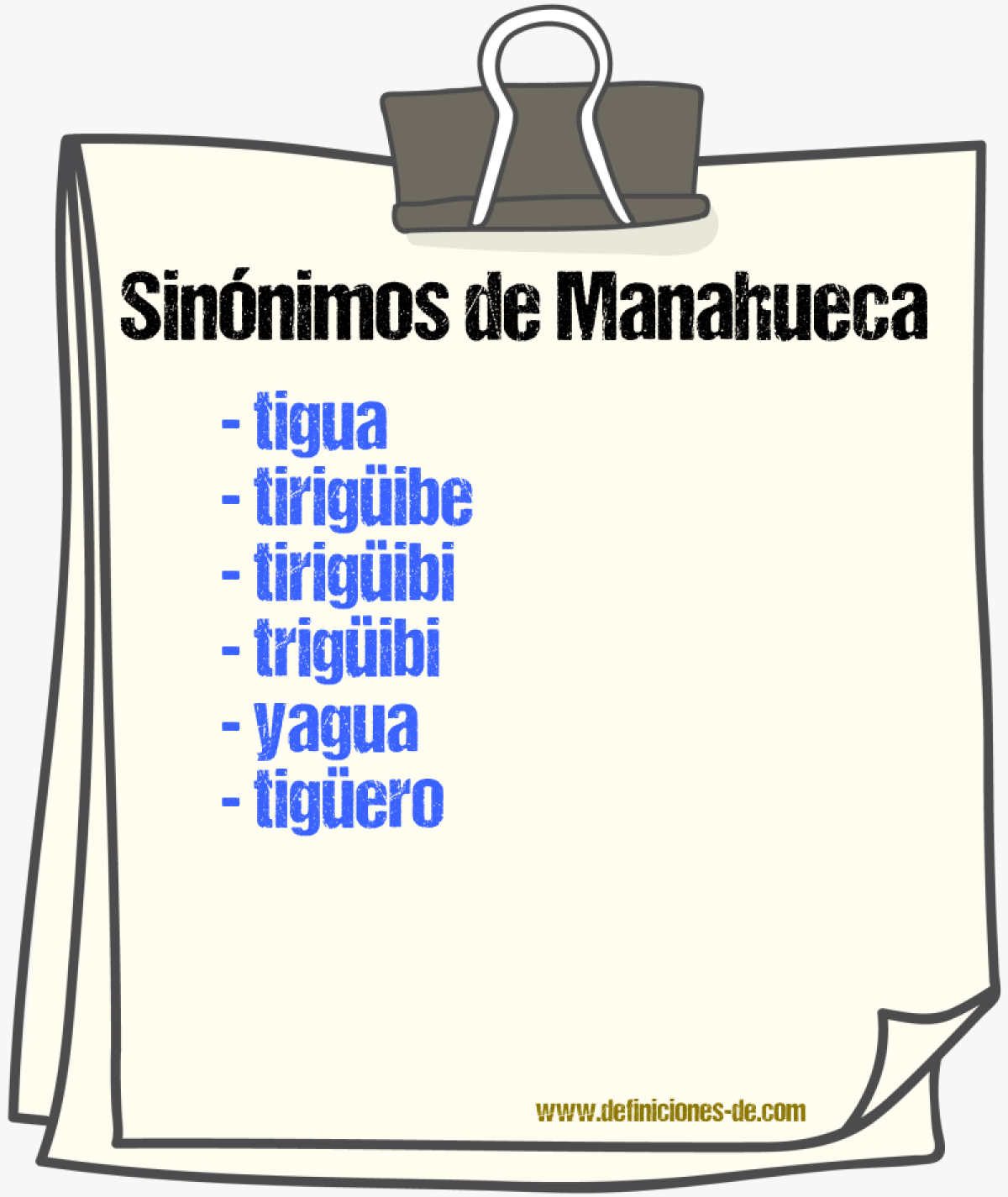 Sinnimos de manahueca