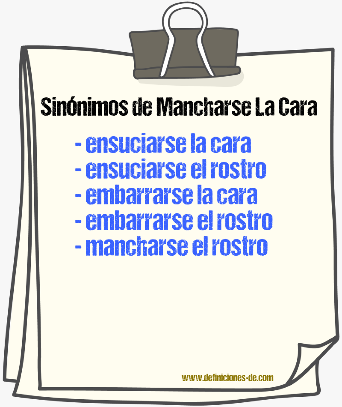 Sinónimos de mancharse la cara