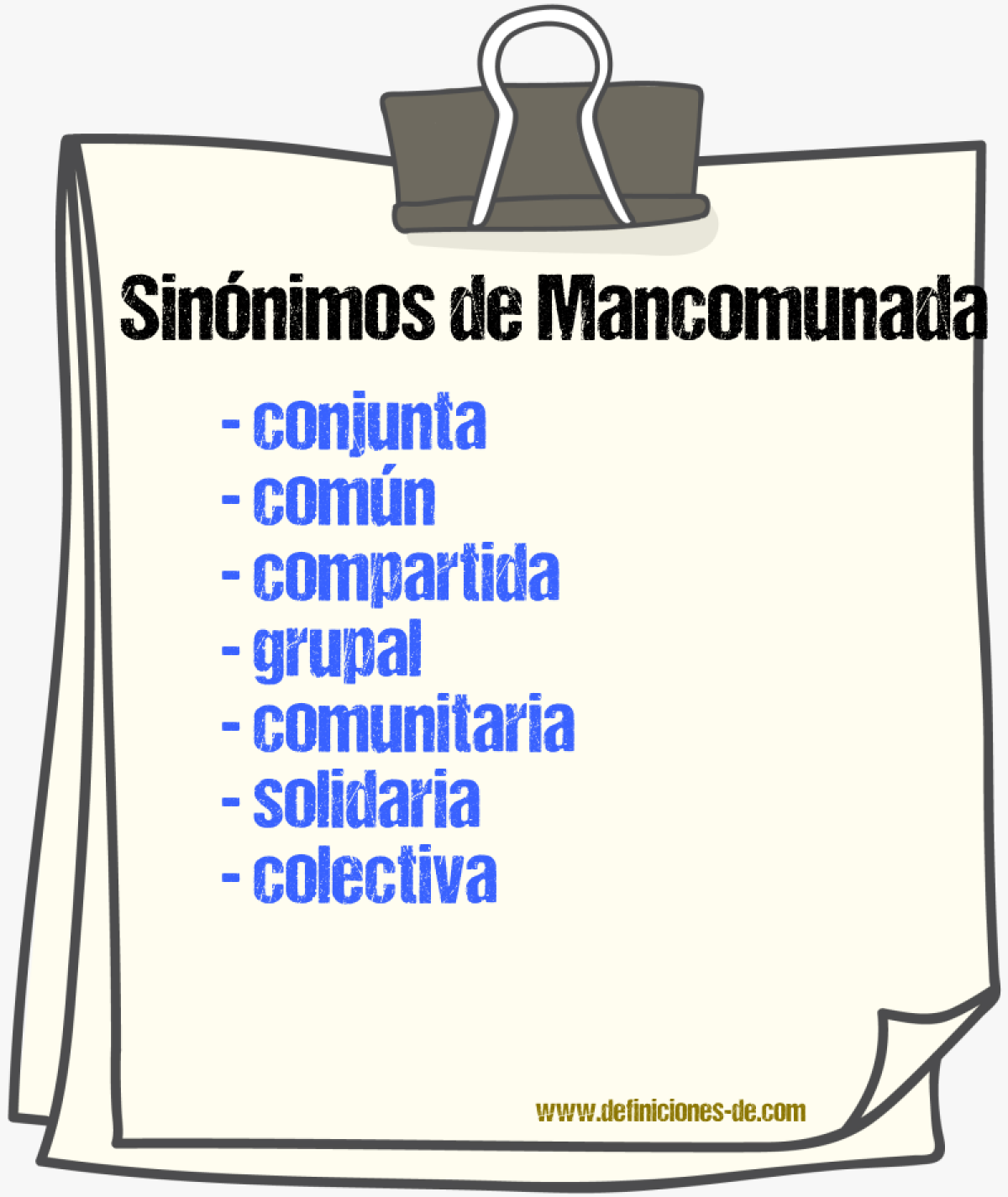 Sinónimos de mancomunada