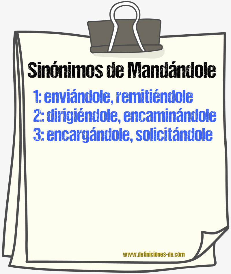 Sinónimos de mandándole