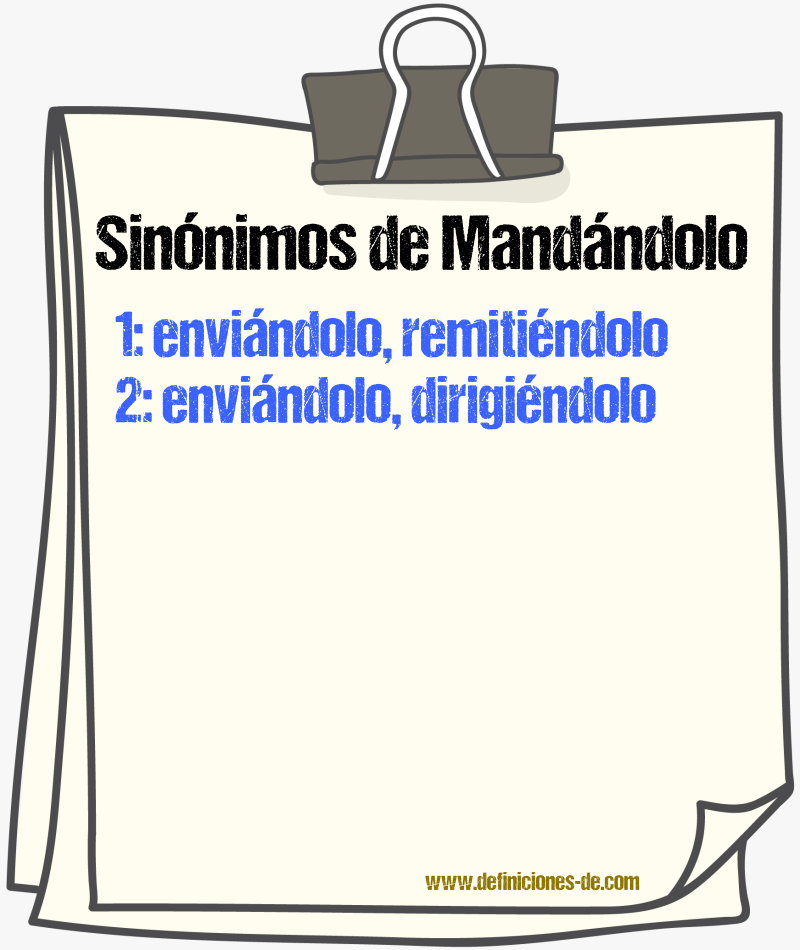Sinónimos de mandándolo