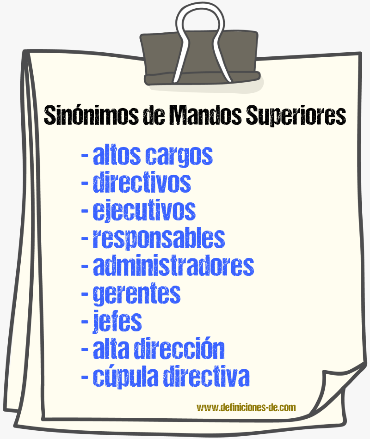 Sinónimos de mandos superiores