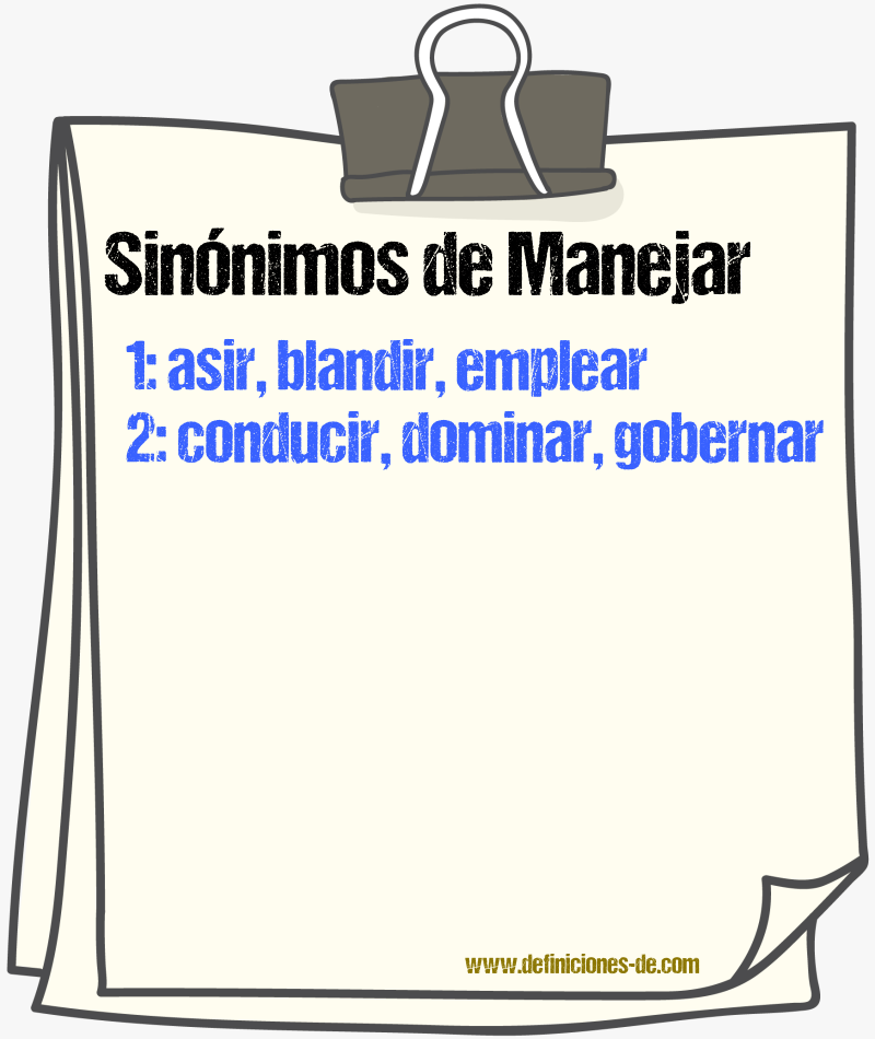 Sinnimos de manejar