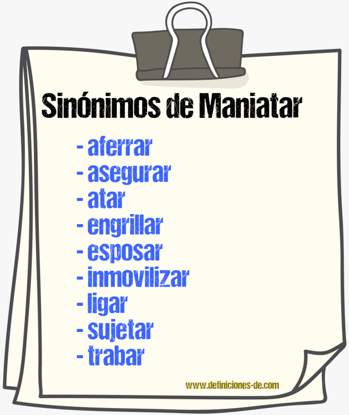 Sinnimos de maniatar