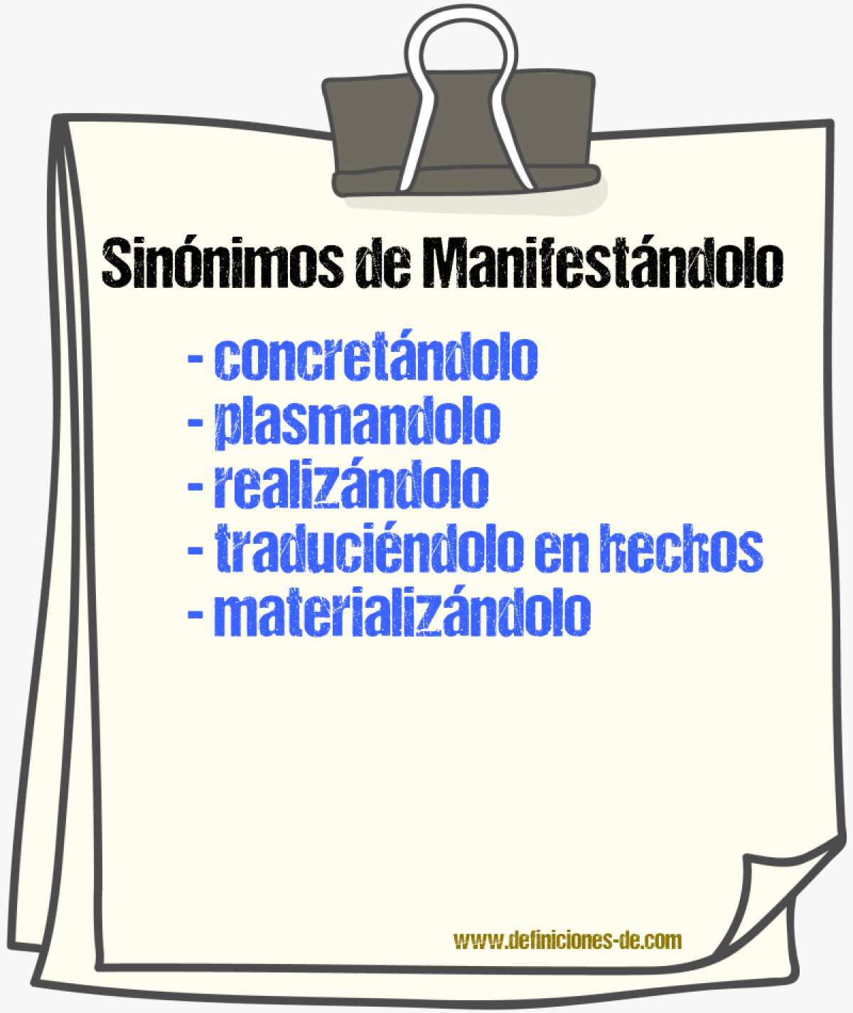 Sinónimos de manifestándolo