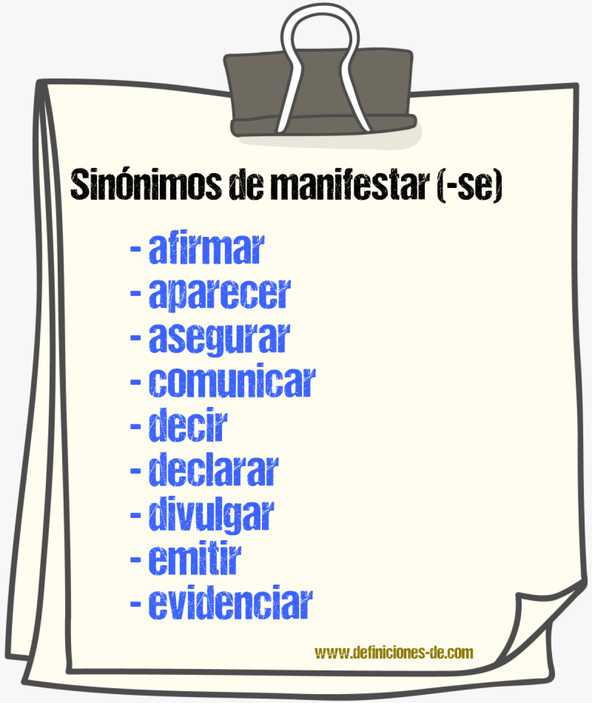 Sinnimos de manifestar