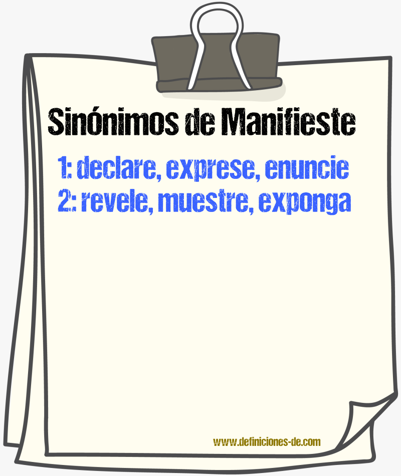 Sinónimos de manifieste