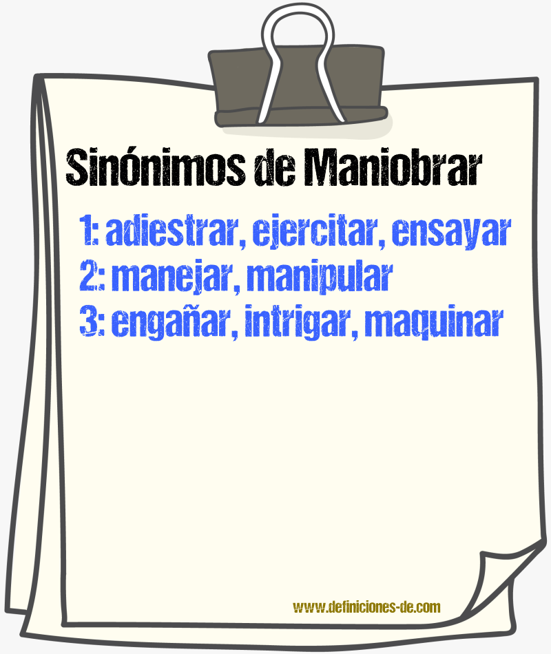 Sinnimos de maniobrar