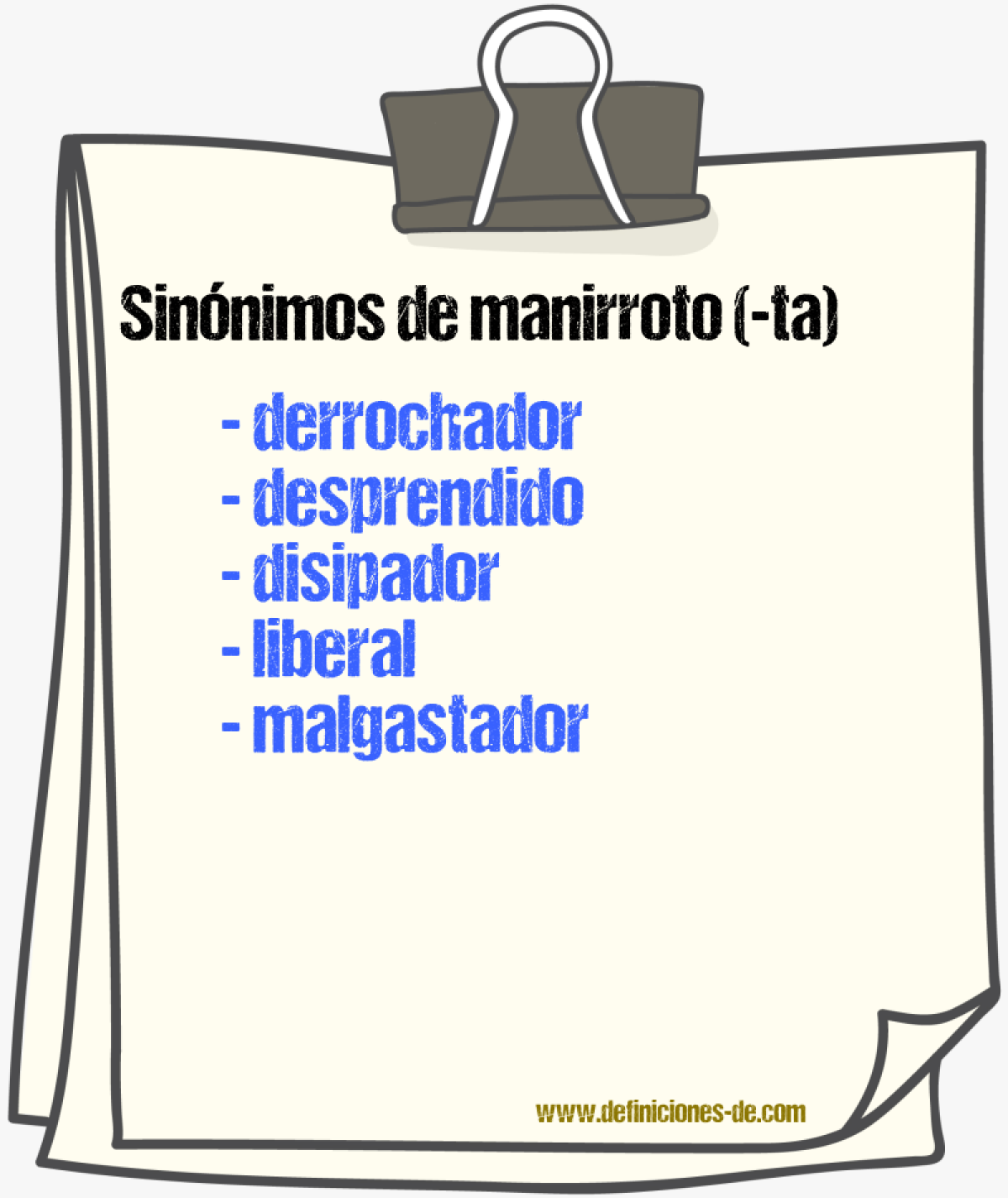 Sinnimos de manirroto