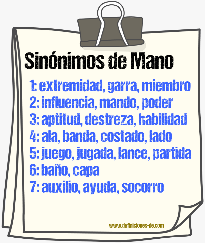 Sinnimos de mano