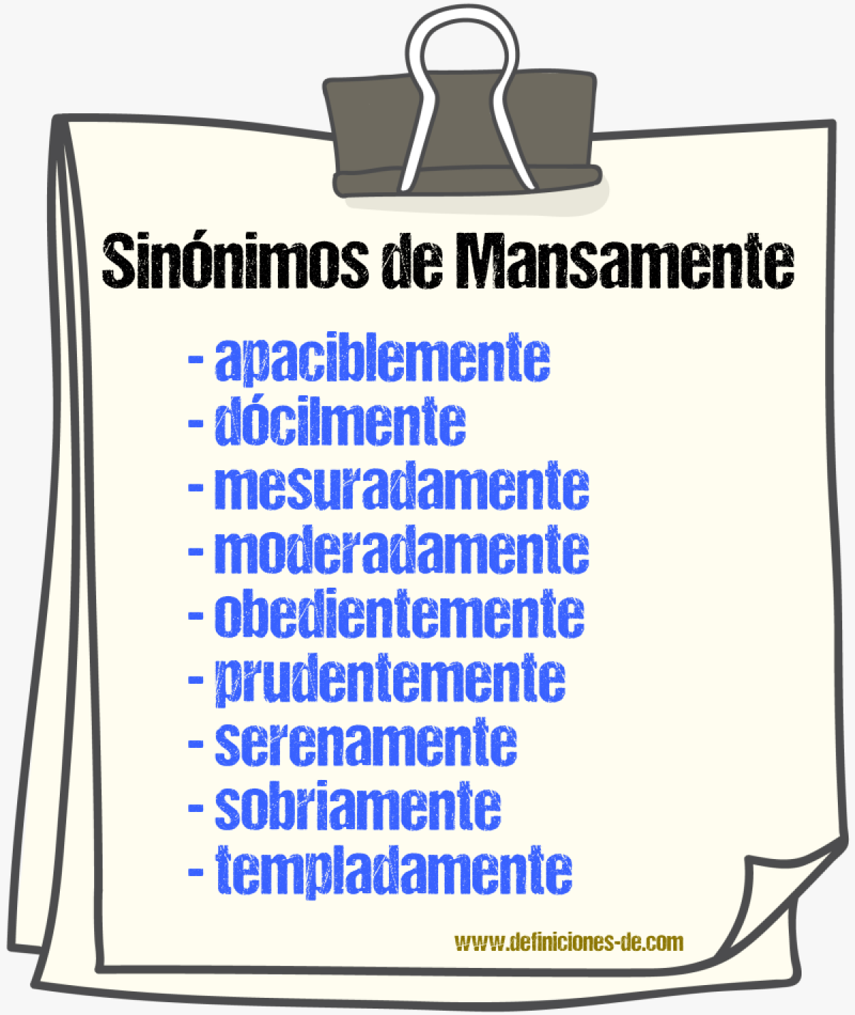 Sinnimos de mansamente