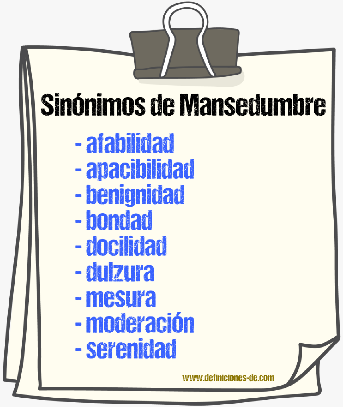 Sinnimos de mansedumbre