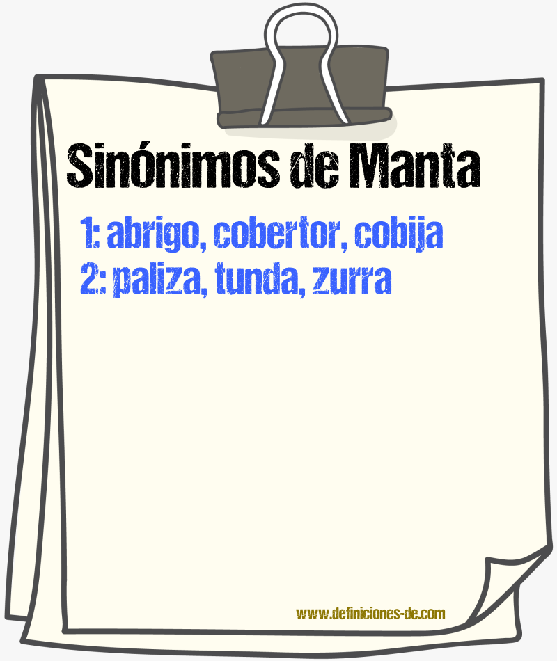 Sinnimos de manta