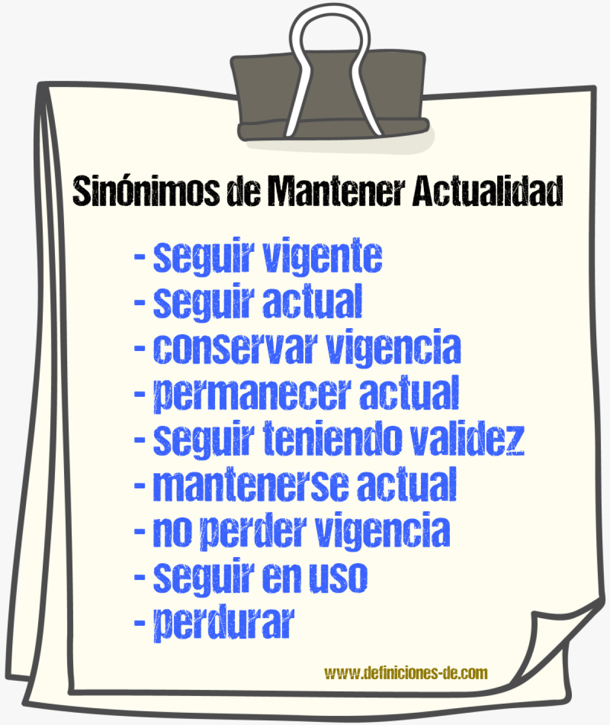 Sinónimos de mantener actualidad