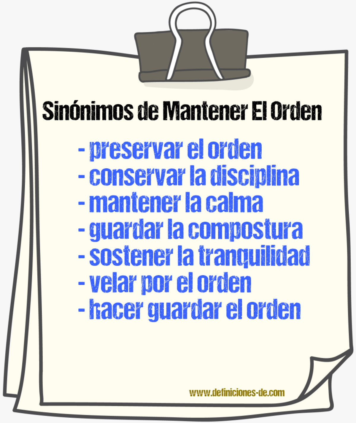 Sinónimos de mantener el orden