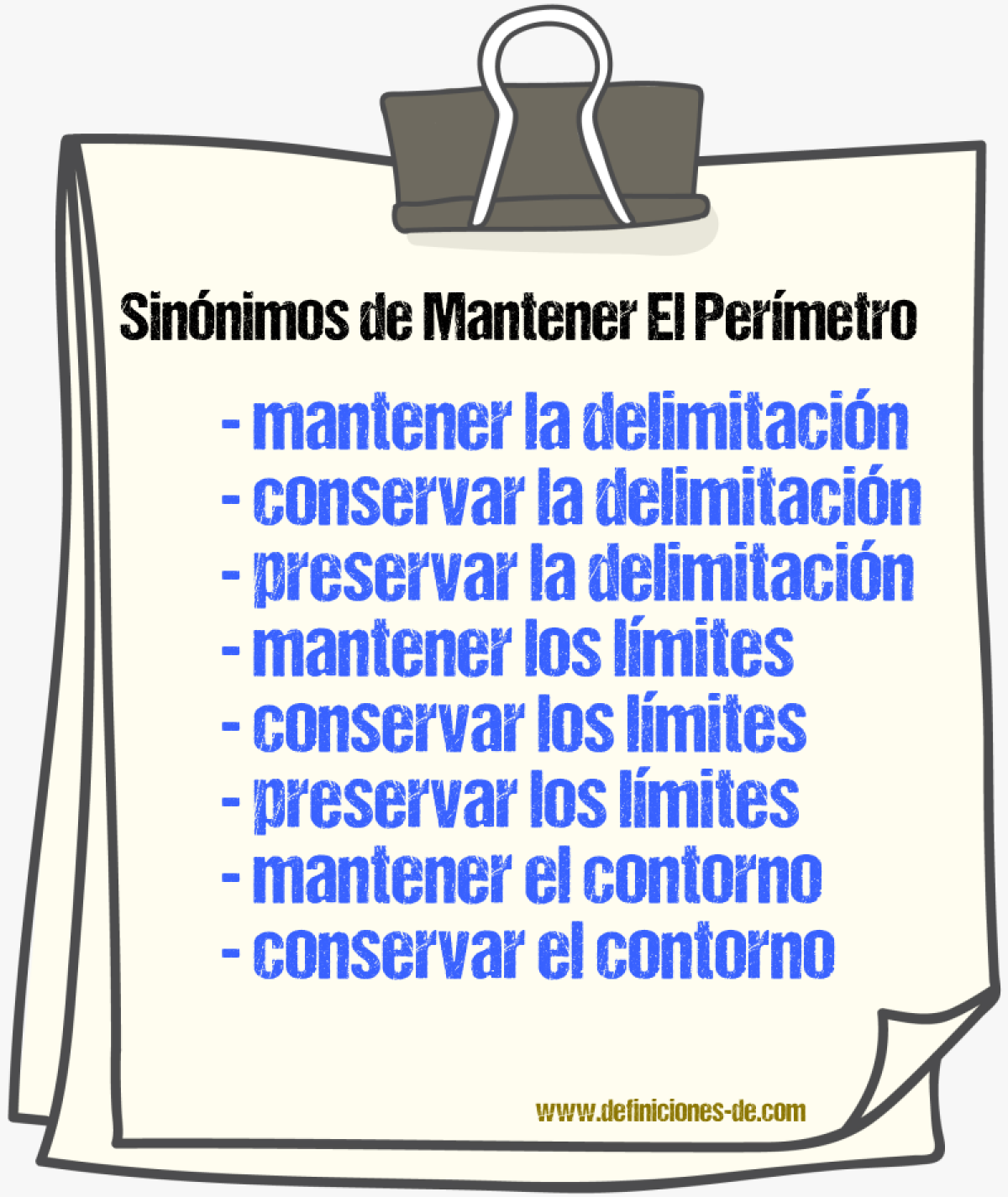 Sinónimos de mantener el perímetro