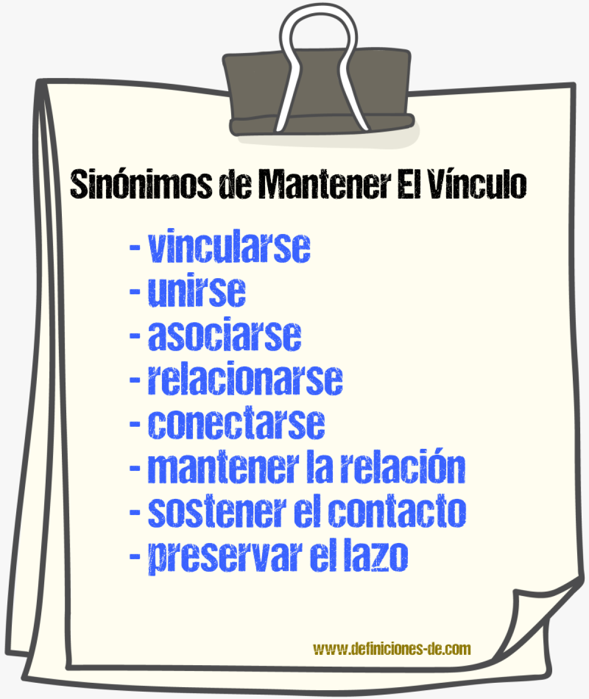 Sinónimos de mantener el vínculo