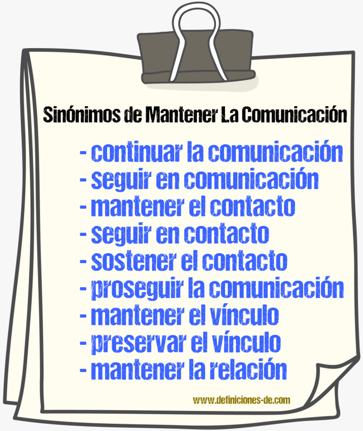 Sinónimos de mantener la comunicación