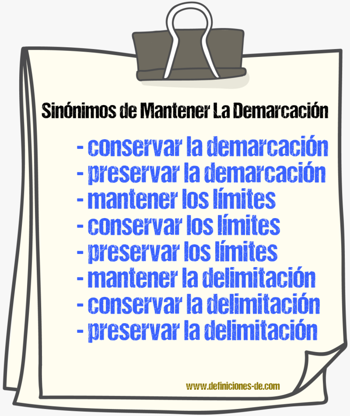 Sinónimos de mantener la demarcación