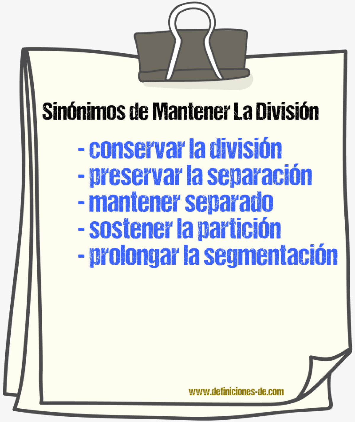 Sinónimos de mantener la división