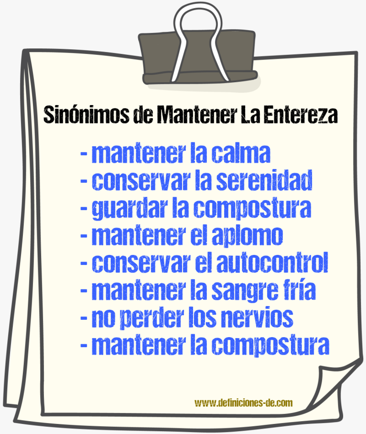 Sinónimos de mantener la entereza